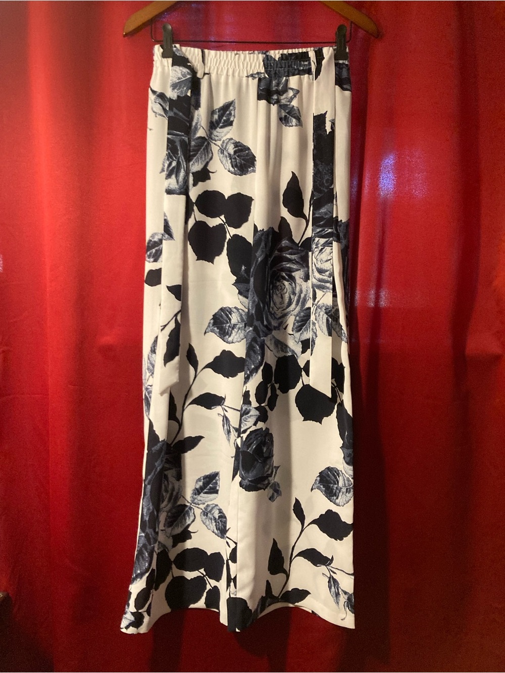 New York Clothing Company - Black & White Floral Wide Leg Palazzo Pants